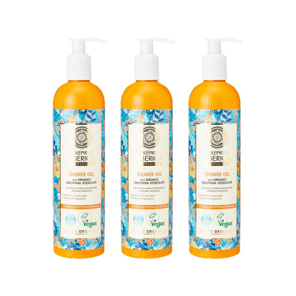 3x Oblepikha Siberica Shower Gel With Organic Oblepikha Hydrolate Intensive Nutrition And Hydration 400ml