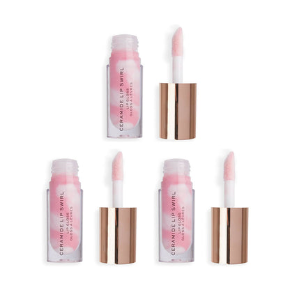 3x Revolution Lip Gloss Ceramide Lip Swirl Gloss Clear 4.5ml