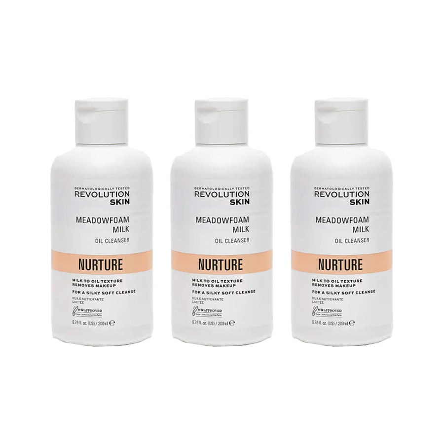 3x Revolution Skin Oil Cleanser Meadowfoam Milk Nurture 200ml