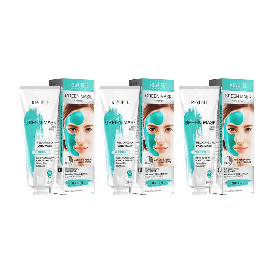 3x Revuele Green Mask Cryo Effect 80ml