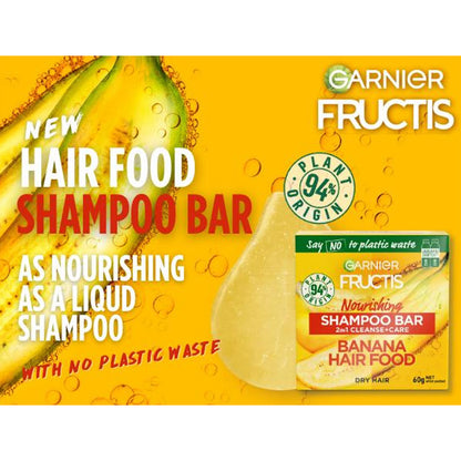 Garnier Fructis Shampoo Bar Nourishing 2-In-1 Dry Hair Banana Hair Food 60g