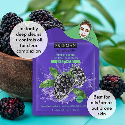 Freeman Sheet Mask Deep Clearing Tea Tree + Blackberry 25ml
