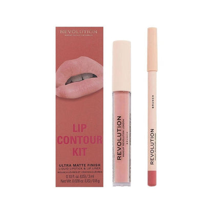 Revolution Liquid Lipstick & Lip Liner Lip Contour Kit Ultra Matte Finish Brunch 3ml