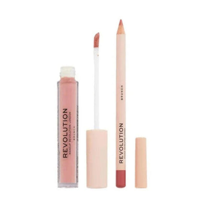 Revolution Liquid Lipstick & Lip Liner Lip Contour Kit Ultra Matte Finish Brunch 3ml