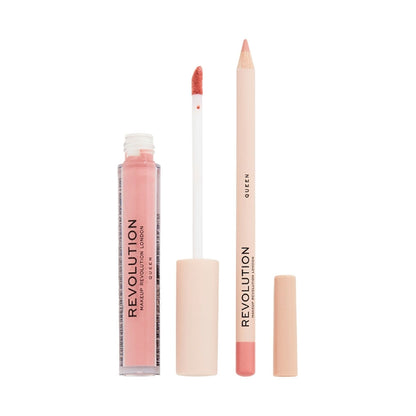Revolution Lip Contour Kit Liquid Lipstick & Lip Liner Ultra Matte Finish Queen 3ml