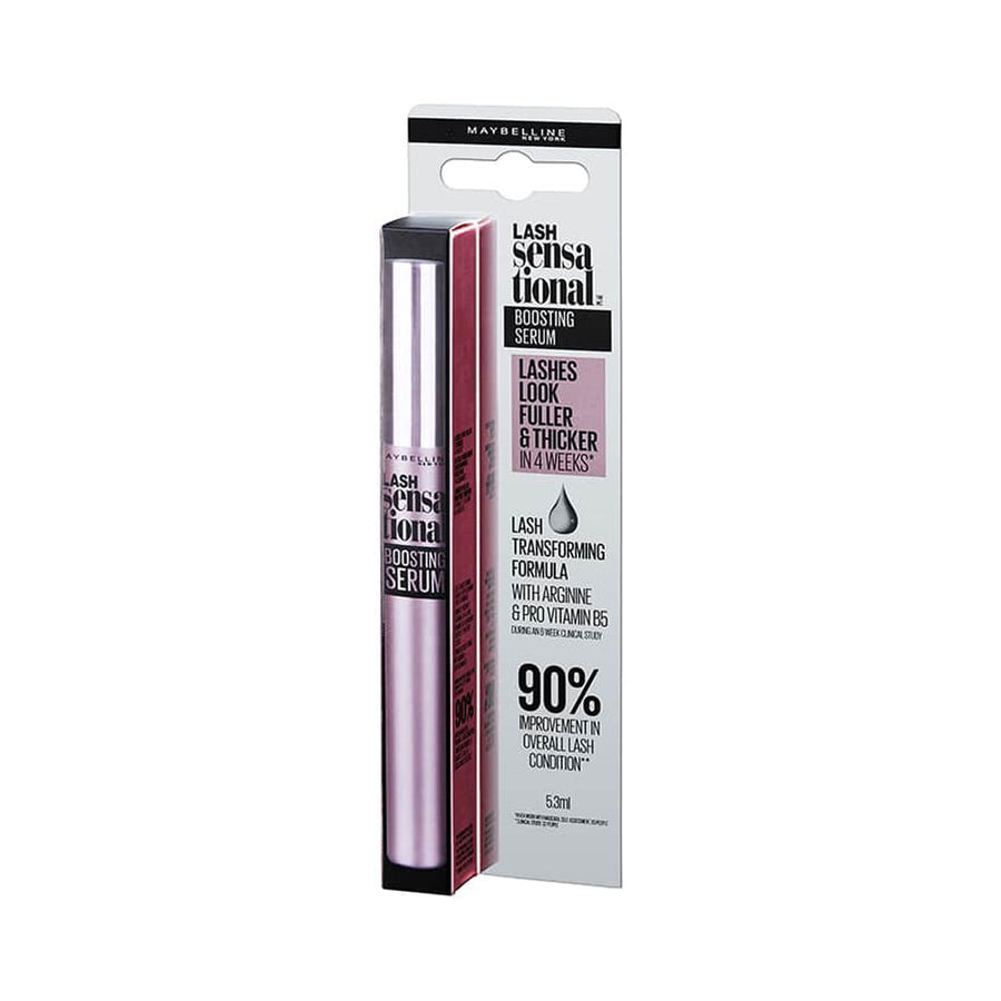 Maybelline Lash Sensational serum packaging on a white background