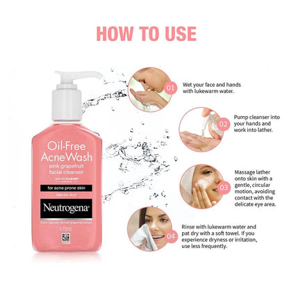Neutrogena Facial Cleanser Oil Free Acne Wash Pink Grapefruit 175ml