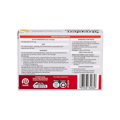 Strepfen Lozenges Severe Sore Throat Relief Anti-Inflammatory Honey & Lemon Flavour - Short Dated Clearance