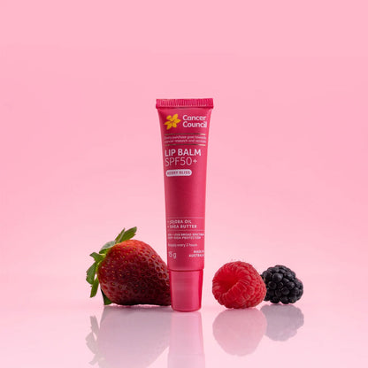 Cancer Council Lip Balm Spf50+ Raspberry Jojoba Oil 15g