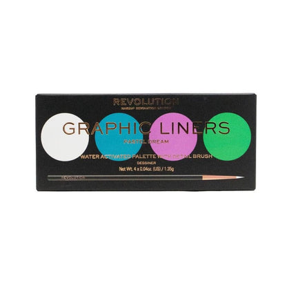 Revolution Water Activated Palette With Detail Brush Graphic Liners Pastel Dream