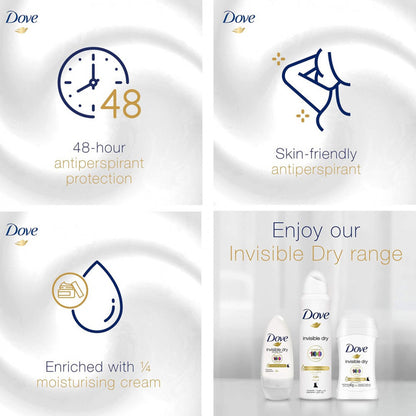 Dove Antiperspirant Invisible Dry 1/4 Moisturising Cream 48H White Freesia & Violet Flower Scent 50ml