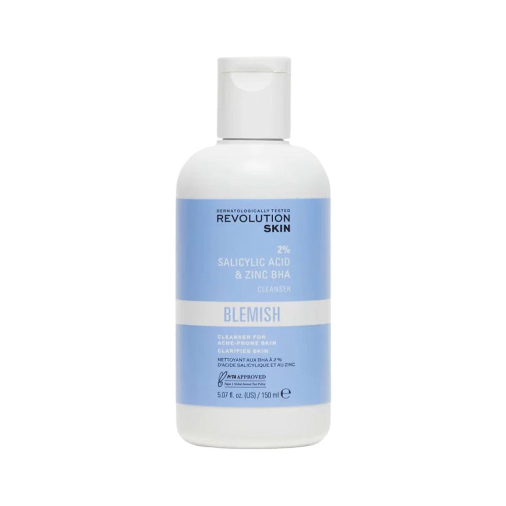 Skincare bottle labeled 'Revolution Skin' on a white background