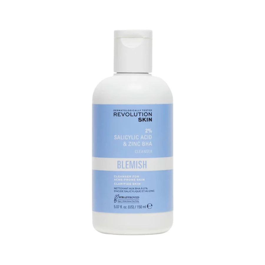Skincare bottle labeled 'Revolution Skin' on a white background
