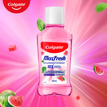 Colgate Mouth Wash Max Fresh 10X Longer Cooling Alcohol Free Watermelon Mint 100ml