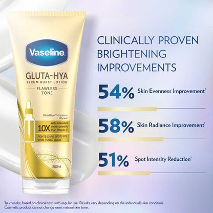 Vaseline Serum Burst Lotion Healthy Bright Gluta Hya Flawless Bright 200ml