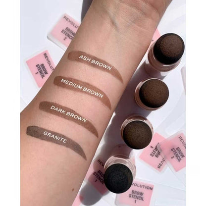 Revolution Brow Powder Stamp & Stencil Kit Medium Brown