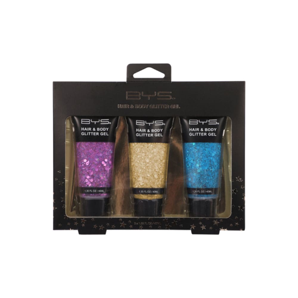 BYS Hair & Body Glitter Gel 3pc Gold Cosmetic Capital