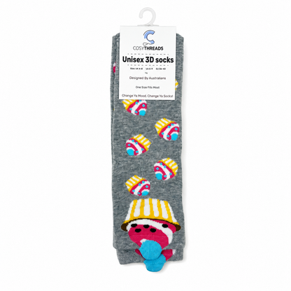 Cosy Threads Unisex 3D Socks Cupcake