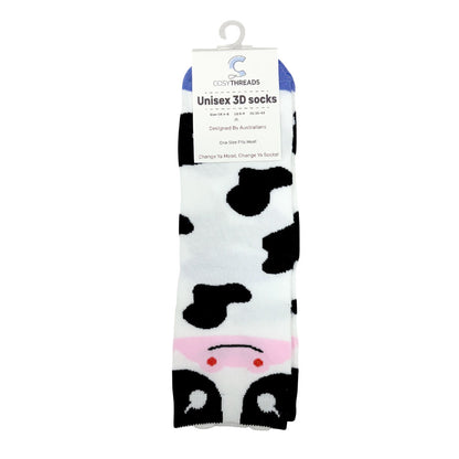 Cosy Threads Unisex 3D Socks Happy Cow