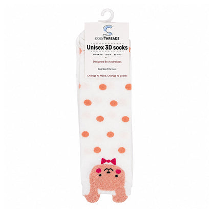 Cosy Threads Unisex 3D Socks Pink Polka Bunny