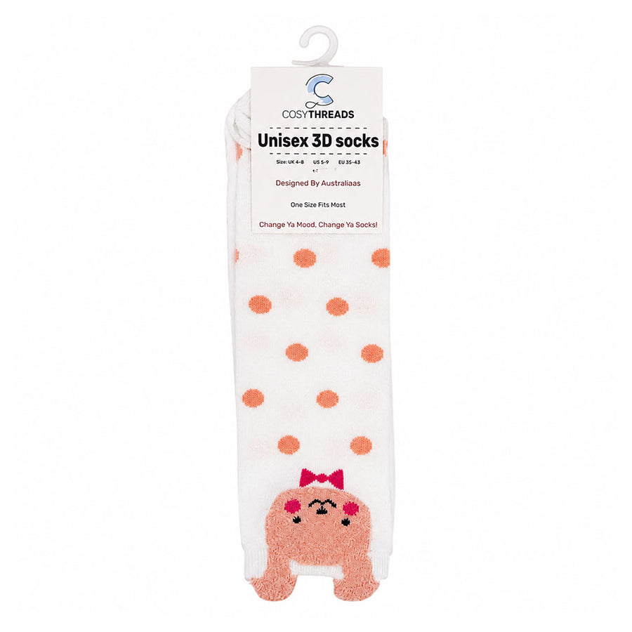 Cosy Threads Unisex 3D Socks Pink Polka Bunny