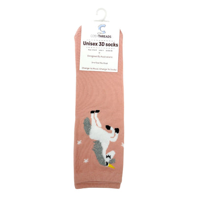Cosy Threads Unisex 3D Socks Pink Unicorn