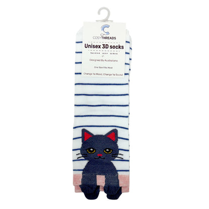Cosy Threads Unisex 3D Socks Upside Down Cat