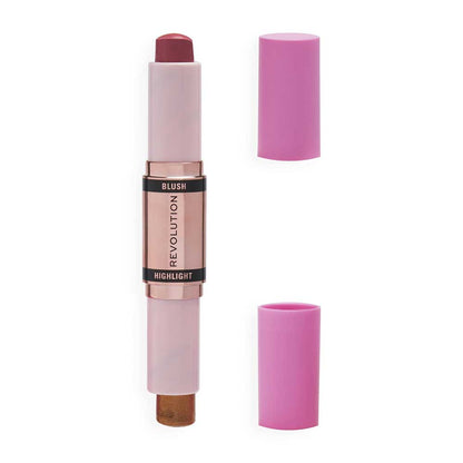 Revolution Blush & Highlight Stick Flushing Pink 4.3g