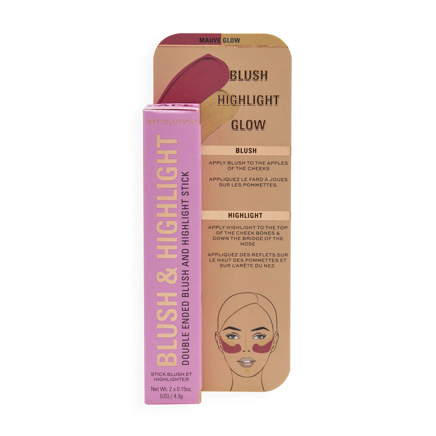 Revolution Blush & Highlight Stick Mauve Glow 4.3g