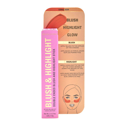 Revolution Blush & Highlight Stick Coral Dew 4.3g