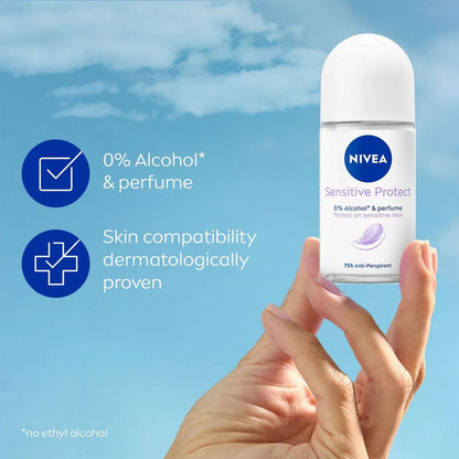 Nivea Anti Perspirant Sensitive Protect 72H 0% Alcohol & Perfume 50ml