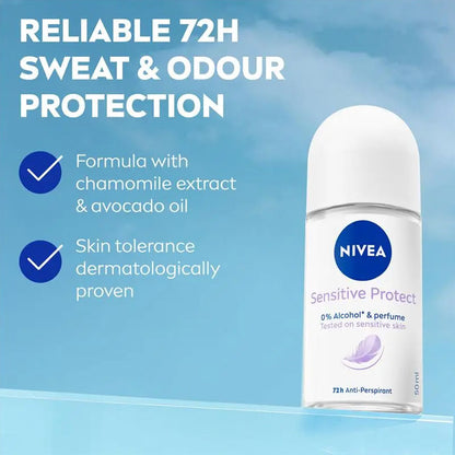 Nivea Anti Perspirant Sensitive Protect 72H 0% Alcohol & Perfume 50ml