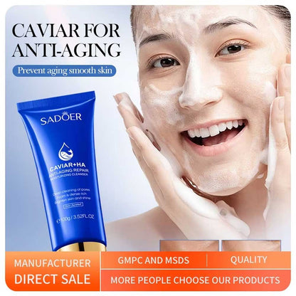 Sadoer Caviar Hyaluronic Acid Anti Aging Repair Moisturizing Cleanser 100g