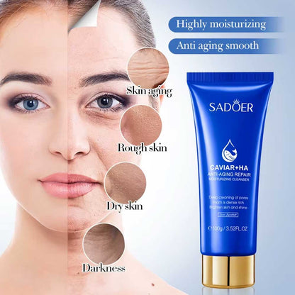 Sadoer Caviar Hyaluronic Acid Anti Aging Repair Moisturizing Cleanser 100g