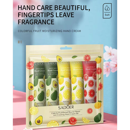 Sadoer Colorful Fruit Anti Cracking Hand Cream Set 30gx5pcs