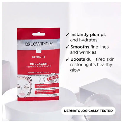 Dr Lewinn's Plumping Lip Masks Ultra R4 Collagen x3 Single Use Lip Mask 15ml
