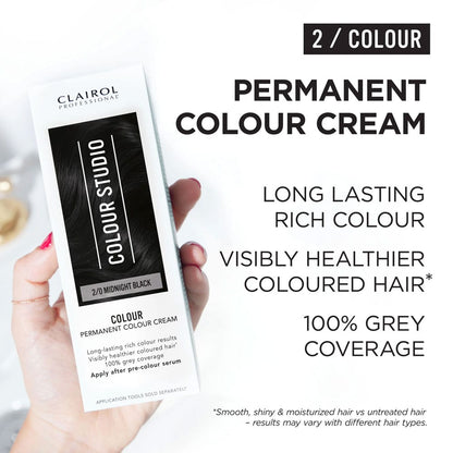 Clairol Professional Permanent Hair Cream Colour Studio 2/0 Midnight Black