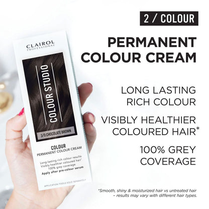 Clairol Professional Permanent Hair Cream Colour Studio 3/0 Chocolate Brown