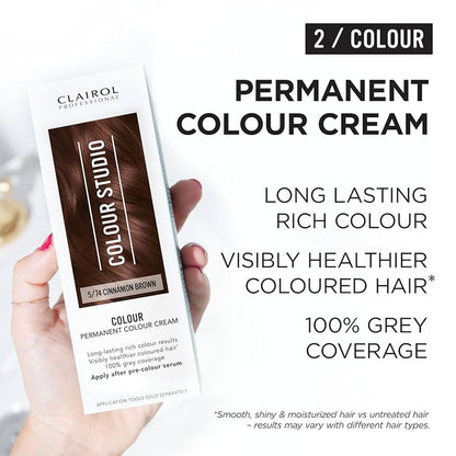 Clairol Professional Permanent Hair Cream Colour Studio 5/74 Cinnamon Brown
