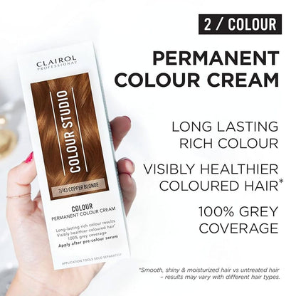 Clairol Professional Permanent Hair Cream Colour Studio 7/43 Copper Blonde