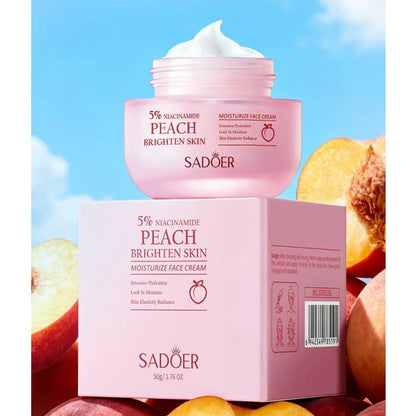 Sadoer 5% Niacinamide Peach Brighten Skin Moisturize Face Cream 50g