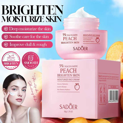 Sadoer 5% Niacinamide Peach Brighten Skin Moisturize Face Cream 50g