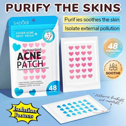Sadoer Colored Heart Hydrocolloid Cream Acne Patch 48pc