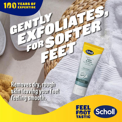 Scholl Foot Scrub Expert Care Polish & Glow For Rough Skin With Volcanic Pumice Stone 75ml