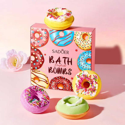 Sadoer Doughnuts Bath Bombs Salts Ball Set 100g 4pc