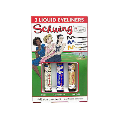 theBalm Schwing Liquid Eyeliner Trio Black Sapphire Blue 14K Gold