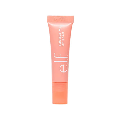 Peach-colored lip balm tube with 'elf' branding on a white background