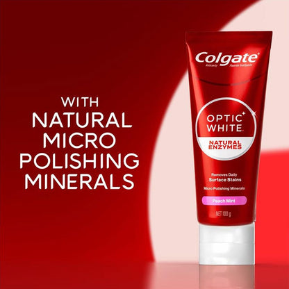 Colgate Toothpaste Optic White Natural Enzymes Peach Mint 100g