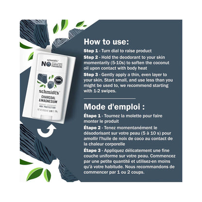Schmidts Deodorant 48H Protection Charcoal & Magnesium 75g