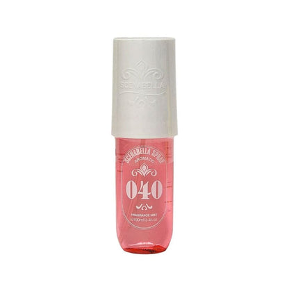 Pink bottle with white cap on a white background